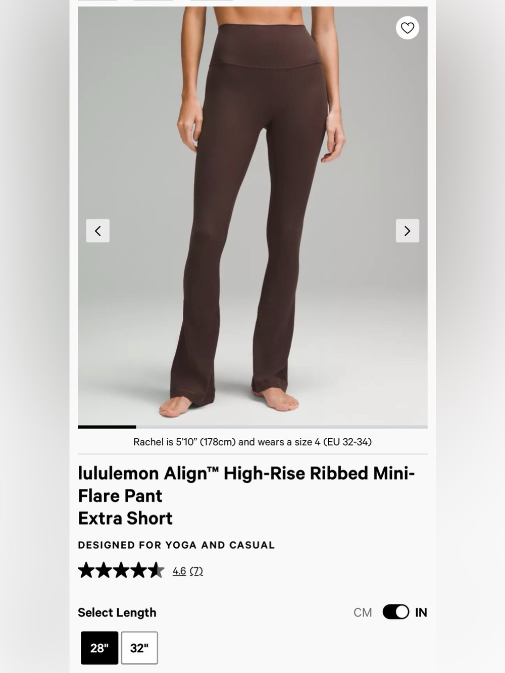 lululemon Align High-Rise Ribbed Mini-Flare Pant in Dark Brown